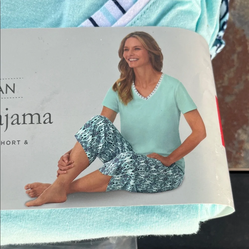 Midnight by Carole Hochman Women's Light Blue Pajama Set nwt 4-piece - Picture 4 of 9